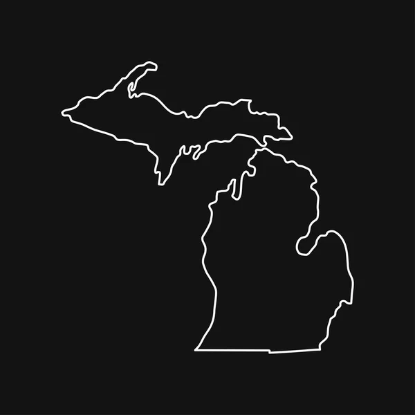 Michigan Kaart Zwarte Achtergrond — Stockvector