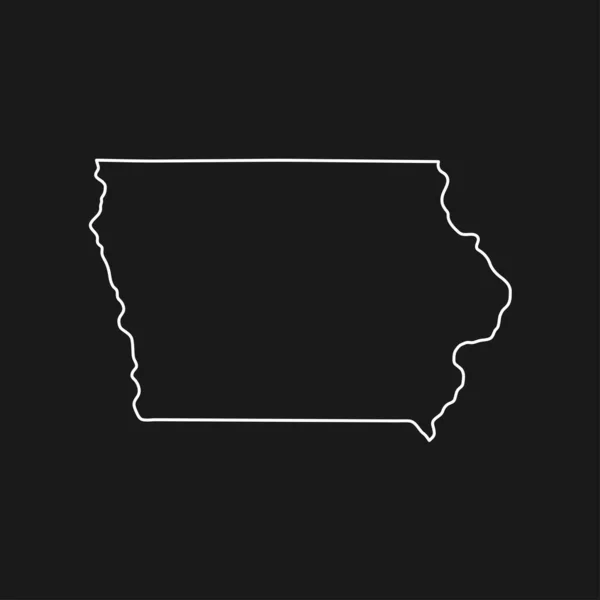 Iowa Kaart Zwarte Achtergrond — Stockvector