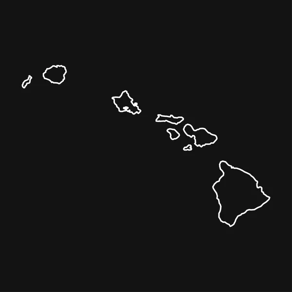 Hawaï Carte Sur Fond Noir — Image vectorielle