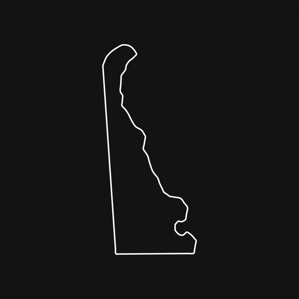 黒の背景のデラウェア州地図 — ストックベクタ