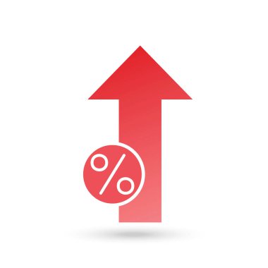 Arttırılmış ok kırmızı simgesi, vektör illüstrasyonu.