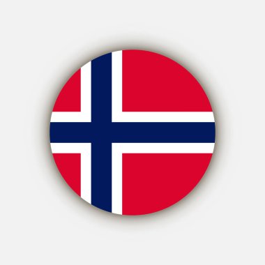 Norveç kırsalında. Norveç bayrağı. Vektör illüstrasyonu.