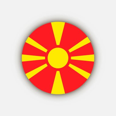 Kuzey Makedonya. Kuzey Makedonya bayrağı. Vektör illüstrasyonu.