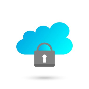 Bulut güvenliği düz tasarım siyah simge