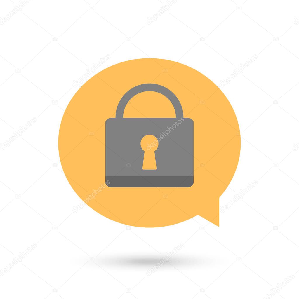 Encryption Message icon with padlock outline flat style.