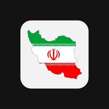 Beyaz zemin üzerinde bayrak olan İran haritası silueti
