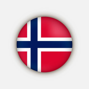 Norveç kırsalında. Norveç bayrağı. Vektör illüstrasyonu.