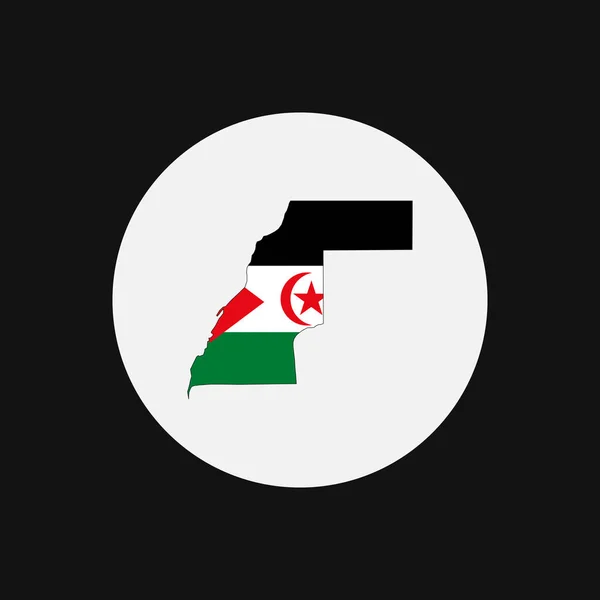 Sahara Occidentale Mappa Silhouette Con Bandiera Sfondo Bianco — Vettoriale Stock