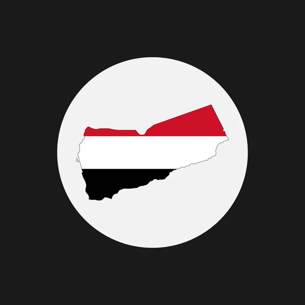 Yémen Carte Silhouette Avec Drapeau Sur Fond Blanc — Image vectorielle