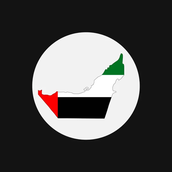 Silueta Mapa Emiratos Árabes Unidos Con Bandera Sobre Fondo Blanco — Vector de stock