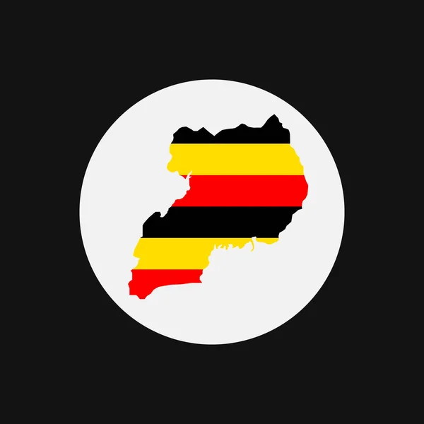 ウガンダ地図シルエット白地に旗 — ストックベクタ