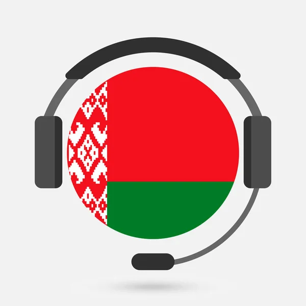 Bandiera Bielorussia Con Cuffie Illustrazione Vettoriale Lingua Bielorussa — Vettoriale Stock