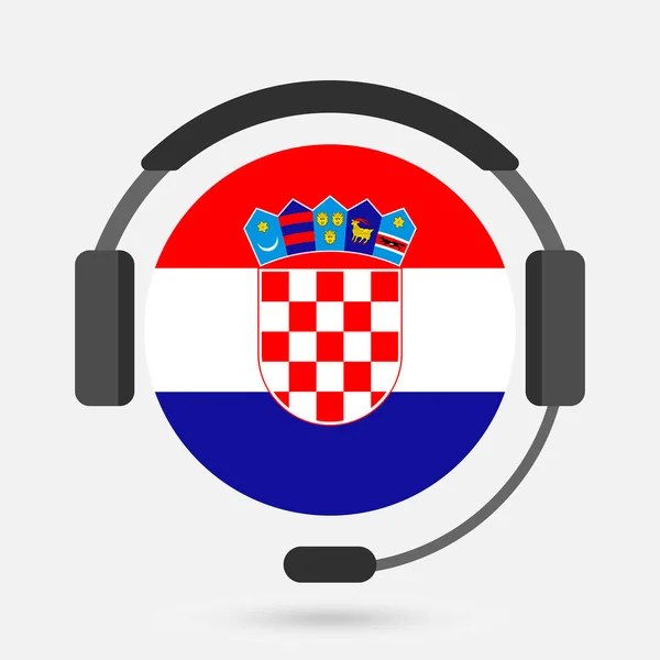Kroatien Flagge Mit Kopfhörern Vektorillustration Serbokroatisch — Stockvektor