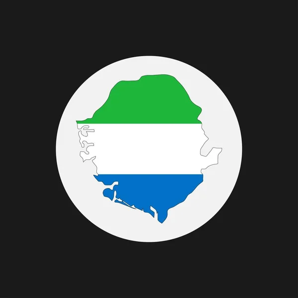 シエラレオネ地図シルエットと国旗の白い背景 — ストックベクタ