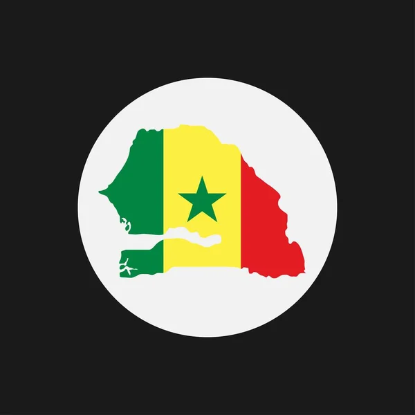 セネガル地図シルエット白地に旗 — ストックベクタ