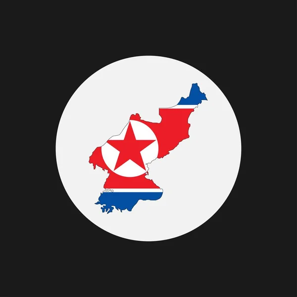 Nordkorea Karta Siluett Med Flagga Vit Bakgrund — Stock vektor