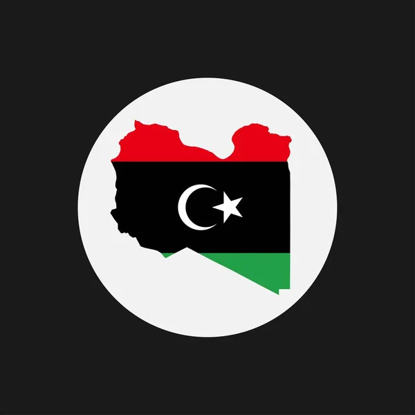 Silhouette Einer Libyschen Landkarte Mit Flagge Auf Weißem Hintergrund — Stockvektor