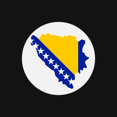 Beyaz zemin üzerinde bayrak olan Bosna-Hersek haritası silueti