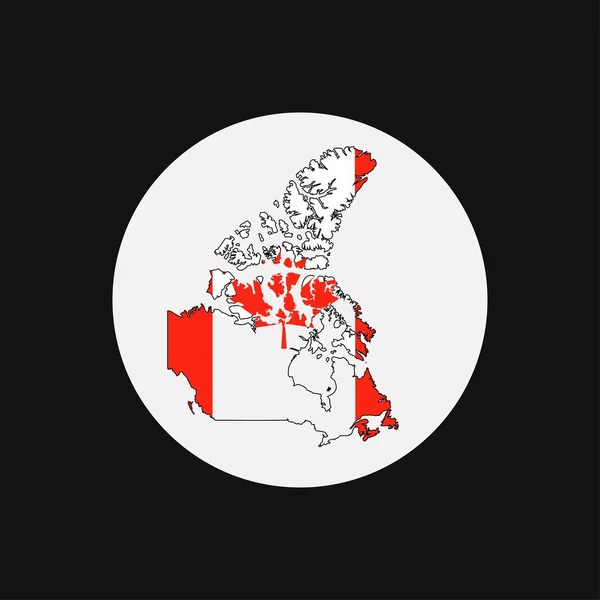 Kanada Landkarte Silhouette Mit Fahne Auf Weißem Hintergrund — Stockvektor