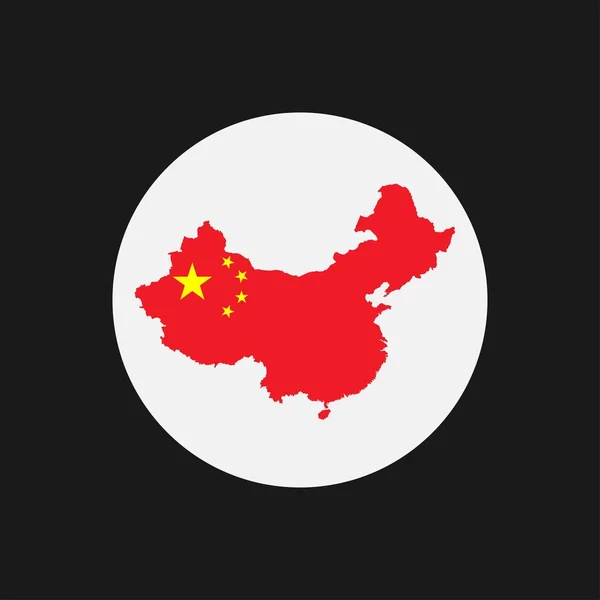 Cina Mappa Silhouette Con Bandiera Sfondo Bianco — Vettoriale Stock