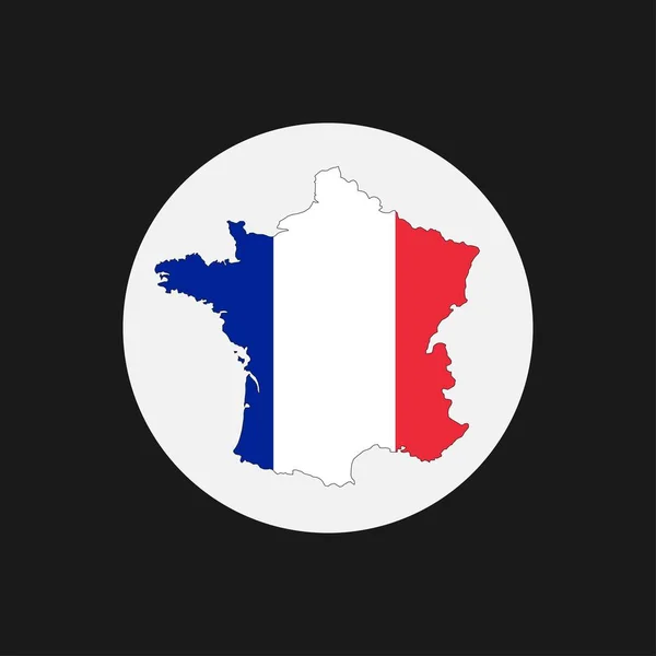 Frankreich Landkarte Silhouette Mit Fahne Auf Weißem Hintergrund — Stockvektor