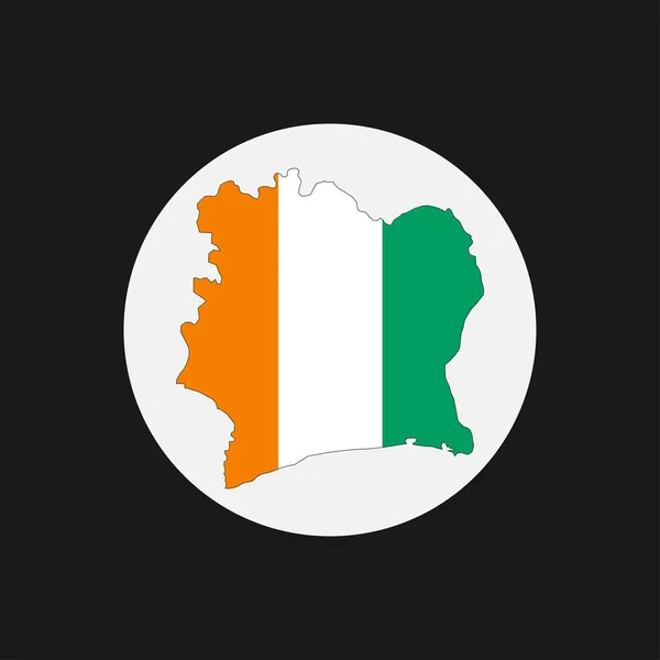 Elfenbenskusten Karta Siluett Med Flagga Vit Bakgrund — Stock vektor