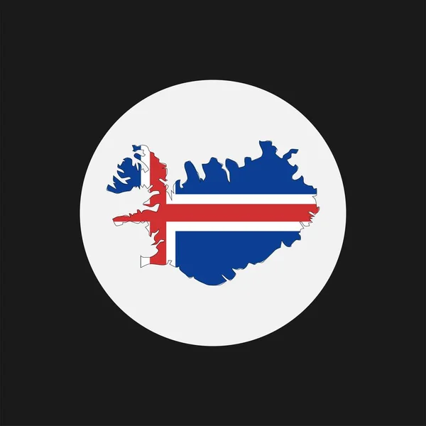 冰岛地图轮廓 白底上有国旗 — 图库矢量图片