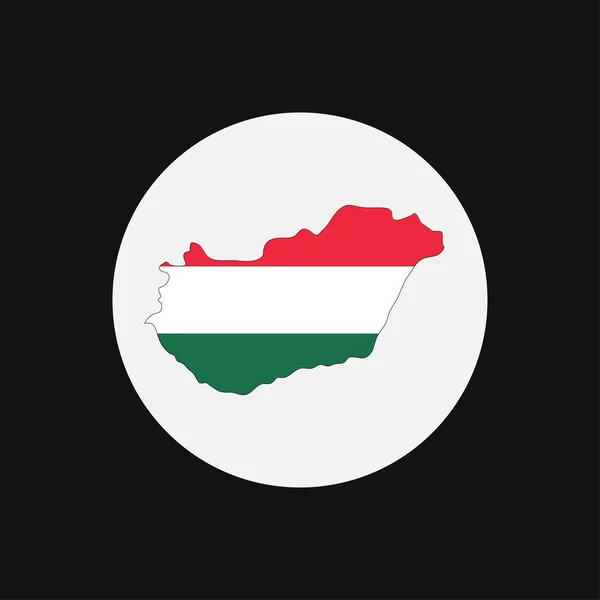 Ungarische Landkarte Silhouette Mit Fahne Auf Weißem Hintergrund — Stockvektor