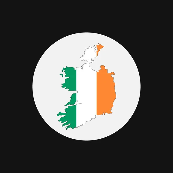 Irland Karta Siluett Med Flagga Vit Bakgrund — Stock vektor