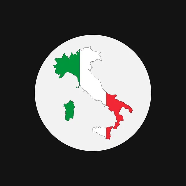 Italia Mapa Silueta Con Bandera Sobre Fondo Blanco — Vector de stock