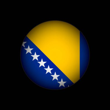Bosna-Hersek kırsalında. Bosna-Hersek bayrağı. Vektör illüstrasyonu.