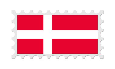 Gölgeli Danimarka Posta Damgası. Vektör illüstrasyonu.