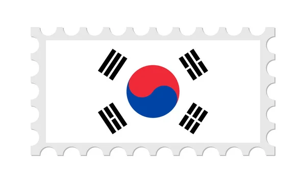 Jižní Korea Poštovní Známka Stínem Vektorová Ilustrace — Stockový vektor
