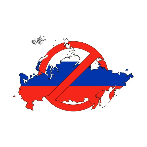 Rusko Zakázalo Zastavte Ruské Agresory Červená Zakázaná Cedule Mapou Ruska — Stockový vektor