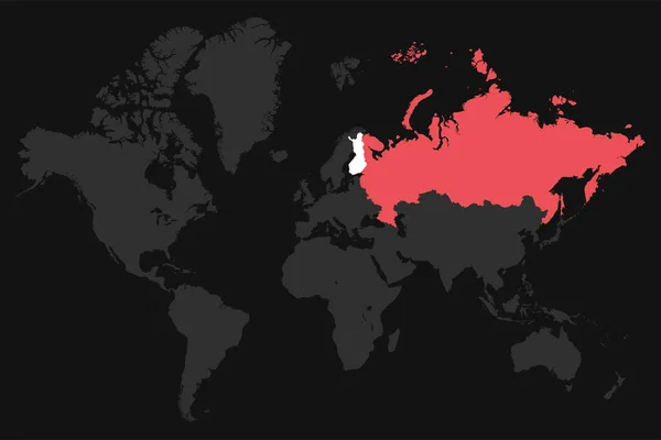 Graue Weltkarte Mit Rotem Russland Und Weißer Landkarte Finnland — Stockvektor