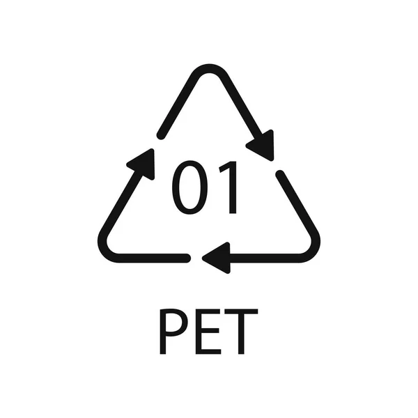 Pet Símbolo Código Reciclaje Plástico Reciclaje Vector Signo Polietileno — Vector de stock