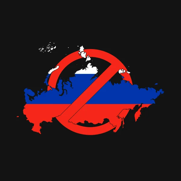 Rusya Yasaklandı Rus Saldırganları Durdurun Rusya Haritasında Kırmızı Yasaklama Işareti — Stok Vektör