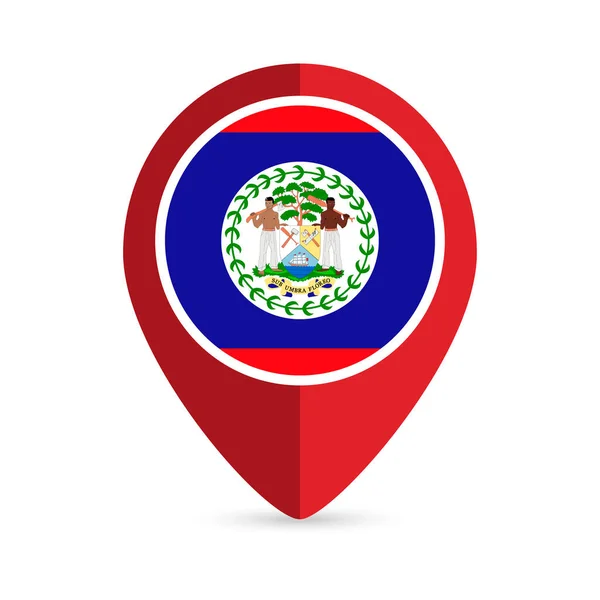 Puntero Mapa Con Contry Belice Bandera Belice Ilustración Vectorial — Vector de stock