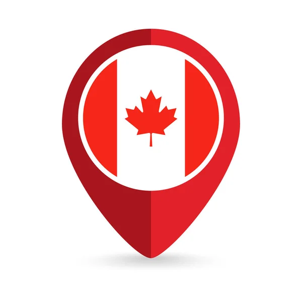 Puntero Mapa Con Contry Canadá Bandera Canadá Ilustración Vectorial — Vector de stock