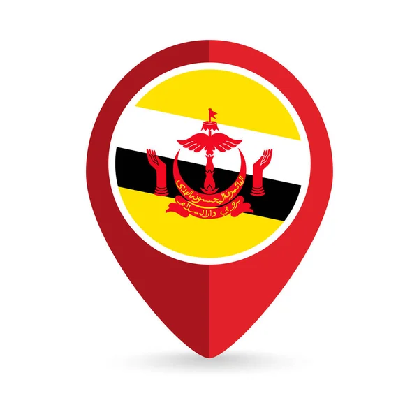 Kaartaanwijzer Met Contry Brunei Brunei Vlag Vectorillustratie — Stockvector