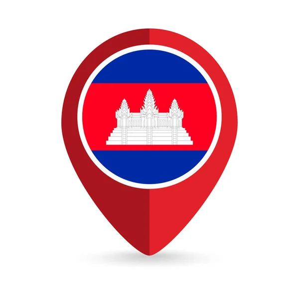 Ponteiro Mapa Com Contry Camboja Bandeira Camboja Ilustração Vetorial —  Vetores de Stock