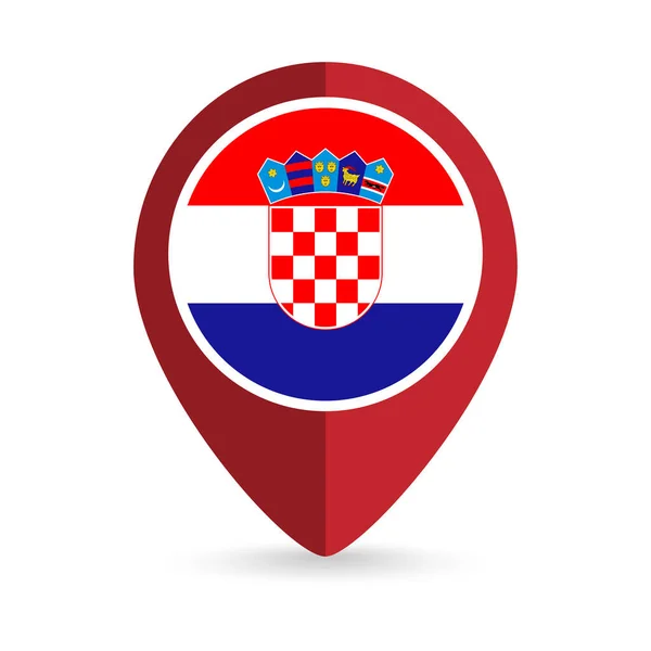 Wskaźnik Mapy Kontry Chorwacja Flaga Chorwacji Ilustracja Wektora — Wektor stockowy