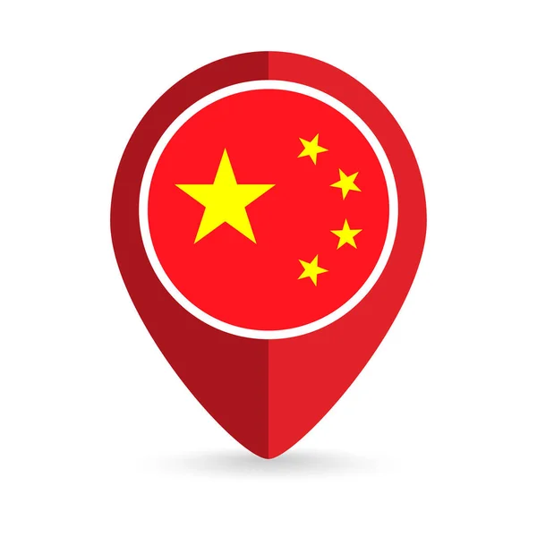 Ponteiro Mapa Com China Contry Bandeira Chinesa Ilustração Vetorial — Vetor de Stock