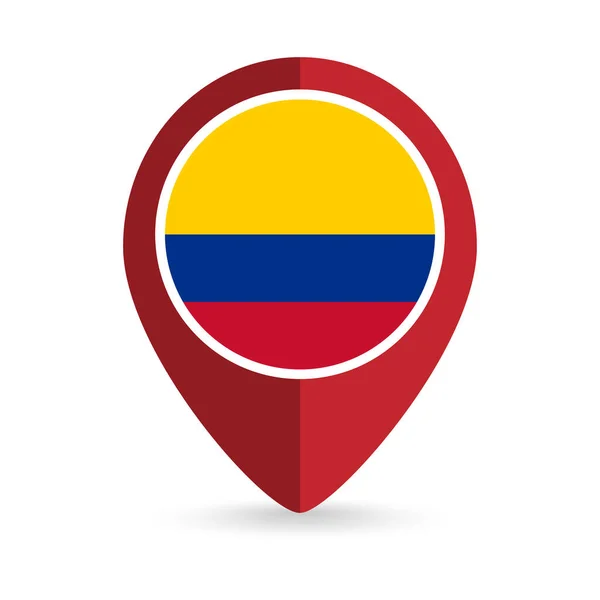 Puntero Mapa Con Contry Colombia Bandera Colombia Ilustración Vectorial — Archivo Imágenes Vectoriales