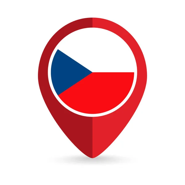 Mapa Ponteiro Com Contry República Checa Bandeira República Checa Ilustração — Vetor de Stock
