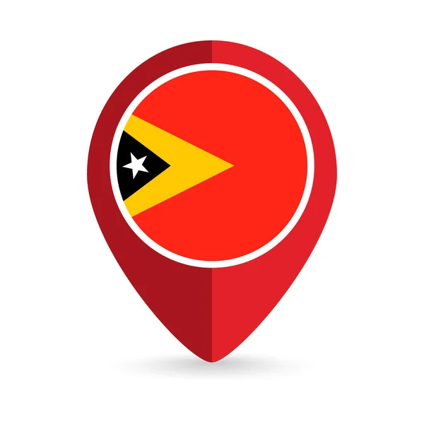 Ponteiro Mapa Com Timor Leste Bandeira Timor Leste Ilustração Vetorial — Vetor de Stock