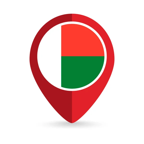 地图指针与Contry马达加斯加 马达加斯加国旗 矢量说明 — 图库矢量图片