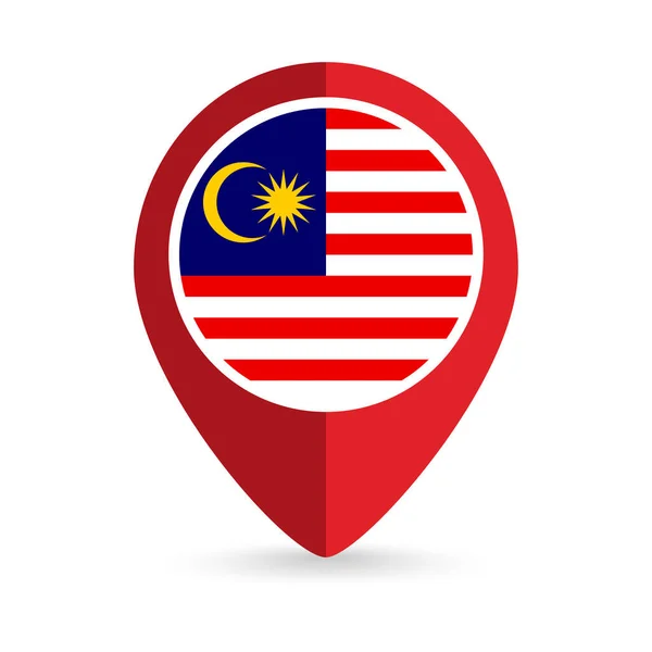 Penunjuk Peta Dengan Contry Malaysia Bendera Malaysia Ilustrasi Vektor - Stok Vektor