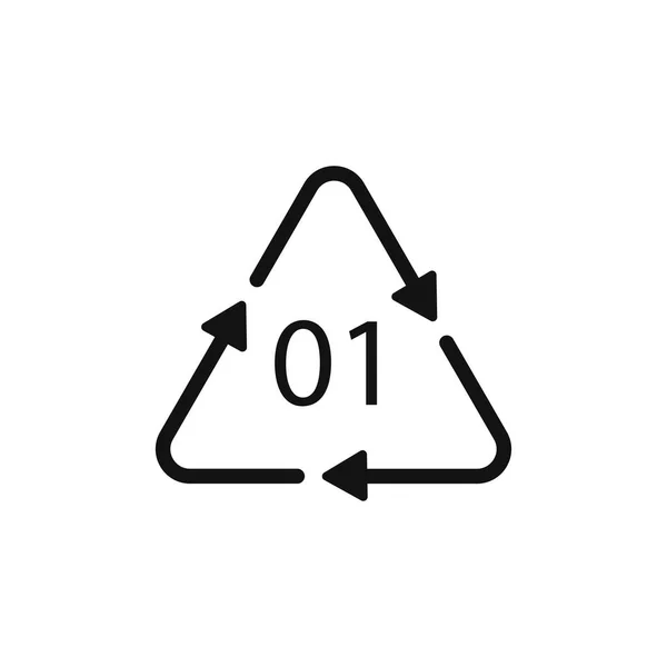 Pet Símbolo Código Reciclaje Plástico Reciclaje Vector Signo Polietileno — Vector de stock