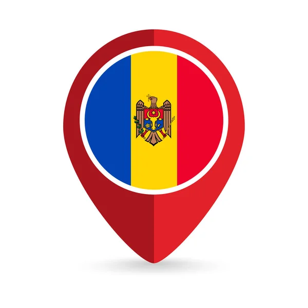 Kaartaanwijzer Met Contry Moldavië Moldavische Vlag Vectorillustratie — Stockvector